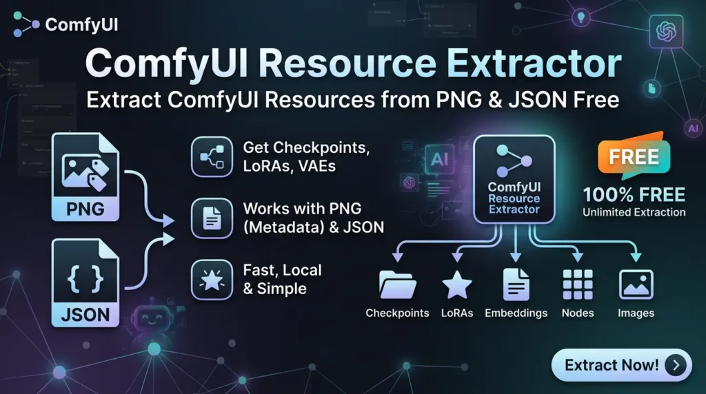 ComfyUI Resource Extractor  Extract ComfyUI Resources from PNG & JSON Free